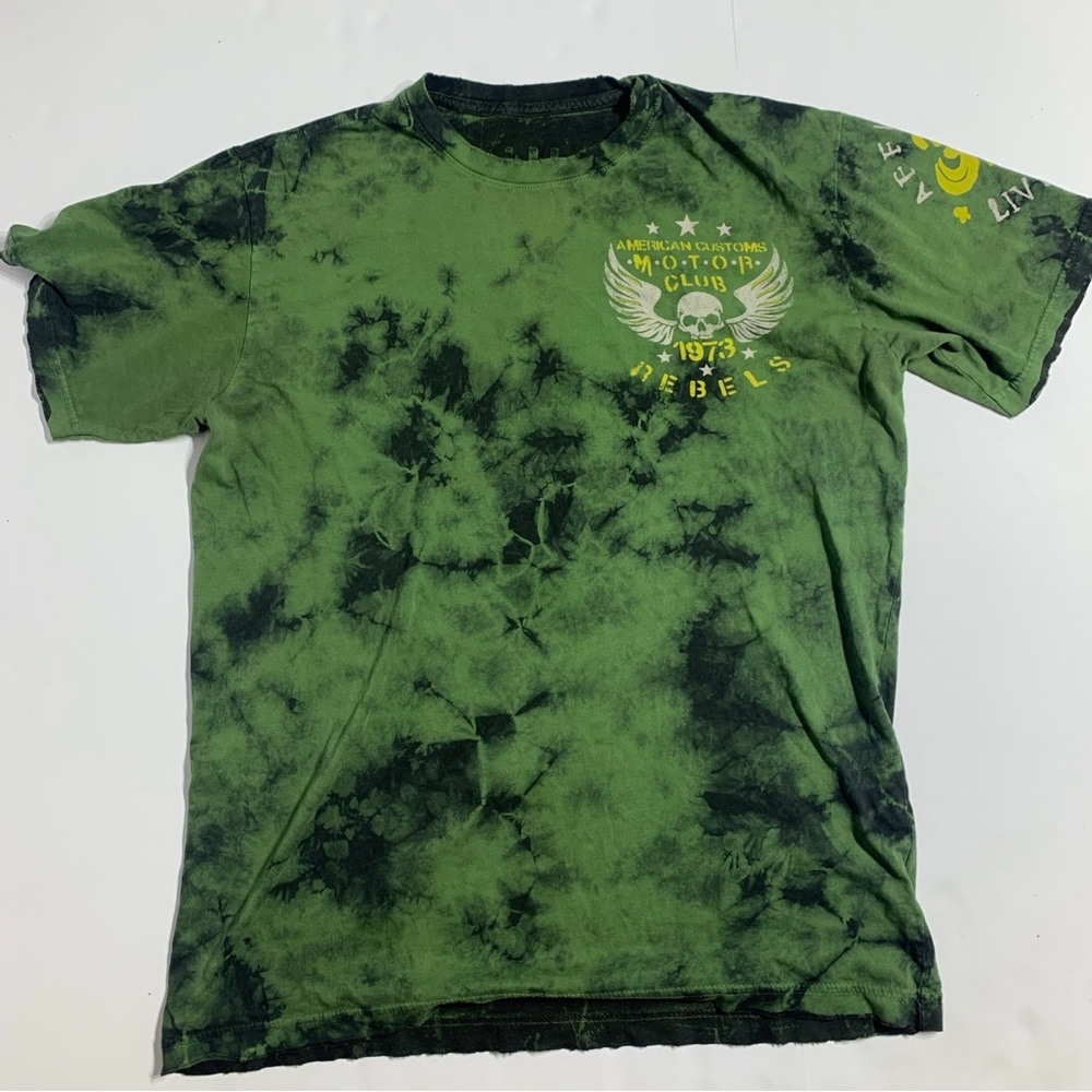 Affliction American‎ Customs T  Shirt  Green Small Skull